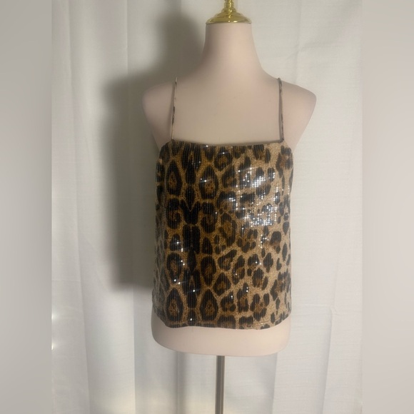 Forever 21 Leopard Print Sequin Cami Top L | Party Club Y2K Animal Print - Picture 8 of 8